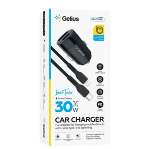 Зарядний пристрій Gelius Pro Inch Twix GP-CC010L USB+Type-C QC/PD 30W + кабель Type-C/Lightining