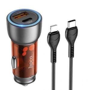 Зарядний пристрій Hoco Type-C to Lightning cable Sprinter dual port Car charger NZ8 | brown