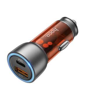 Зарядний пристрій Hoco Type-C to Lightning cable Sprinter dual port Car charger NZ8 | brown