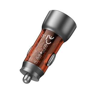 Зарядний пристрій Hoco Type-C to Lightning cable Sprinter dual port Car charger NZ8 | brown
