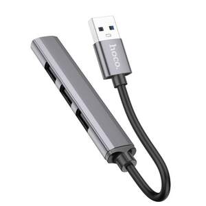USB-hub хаб адаптер перехідник 4-в-1 HOCO HB26 |USB to USB 3.0*1+USB 2.0*3| Сірий
