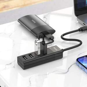 Адаптер перехідник Hoco Type-C Hub 4-in-1 converter HB25 USB3.0+3*USB2.0 Type-C ХАБ USB Чорний