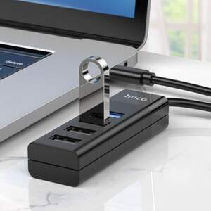 Адаптер перехідник Hoco Type-C Hub 4-in-1 converter HB25 USB3.0+3*USB2.0 Type-C ХАБ USB Чорний