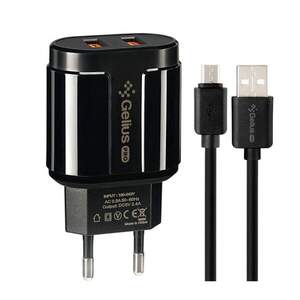 Мережевий зарядний пристрій Gelius Avangard GP-HC06 2USB 2.4A 12W + кабель MicroUSB Black