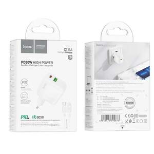 Зарядний пристрій Hoco C111A PD30W+QC3.0 Type-C to Lightning