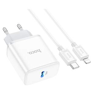 Зарядний пристрій із швидкою зарядкою PD20W + кабель Lightning HOCO C104A