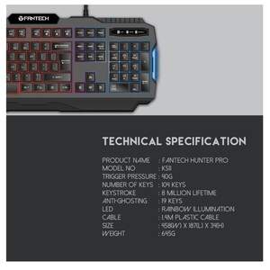 Ігрова клавіатура Fantech Hunter Pro K511 з LED RGB-підсвіткою