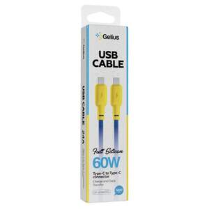 Кабель USB Gelius Full Silicon GP-UCN001CC Type-C to Type-C (1.2m) (60W) Yellow/Blue
